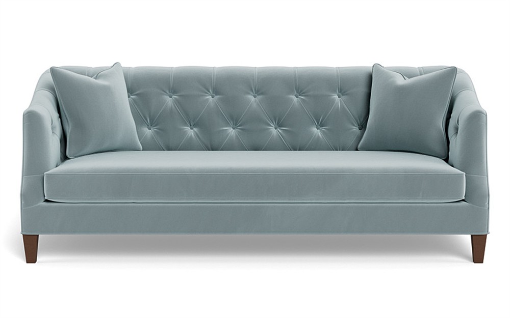 Willa Saltwater Blue Performance Velvet Sofa - 86"|