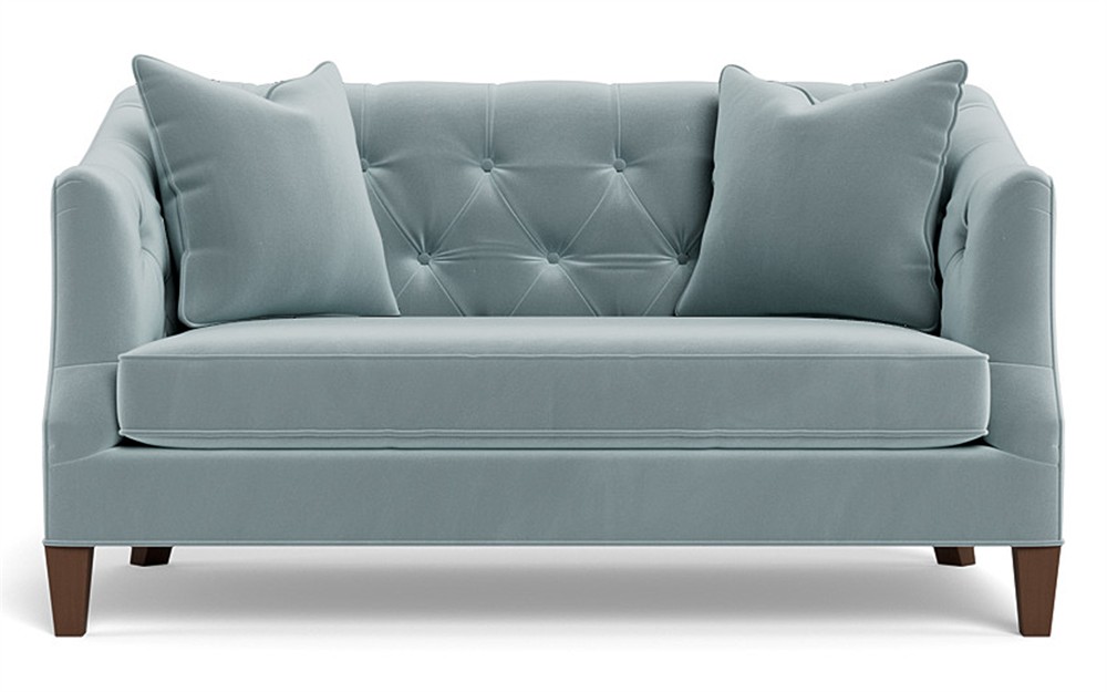 Willa Saltwater Blue Performance Velvet Settee - 61&quot;|