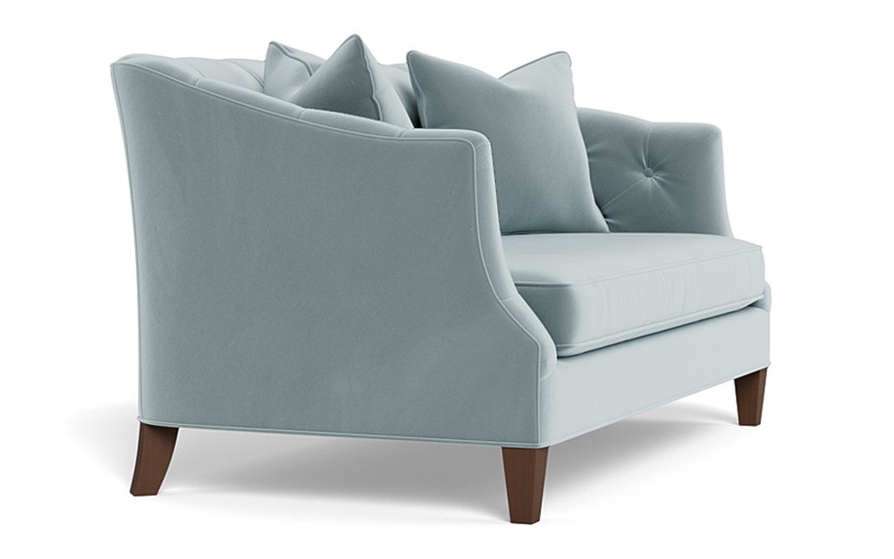 Willa Saltwater Blue Performance Velvet Settee - 61&quot;|