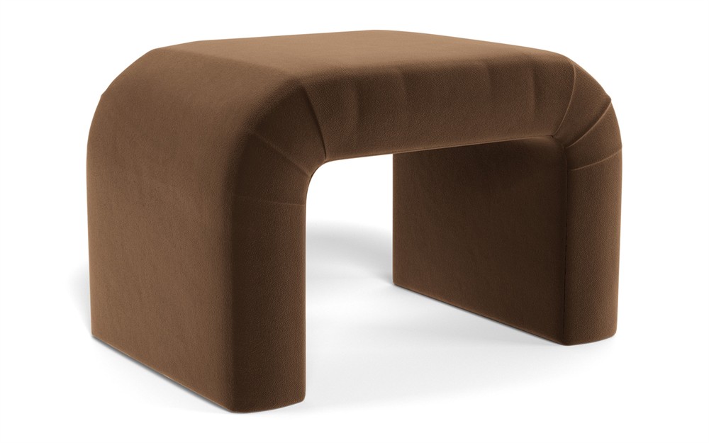 Loreta Molasses Performance Velvet Ottoman | Kathy Kuo Home