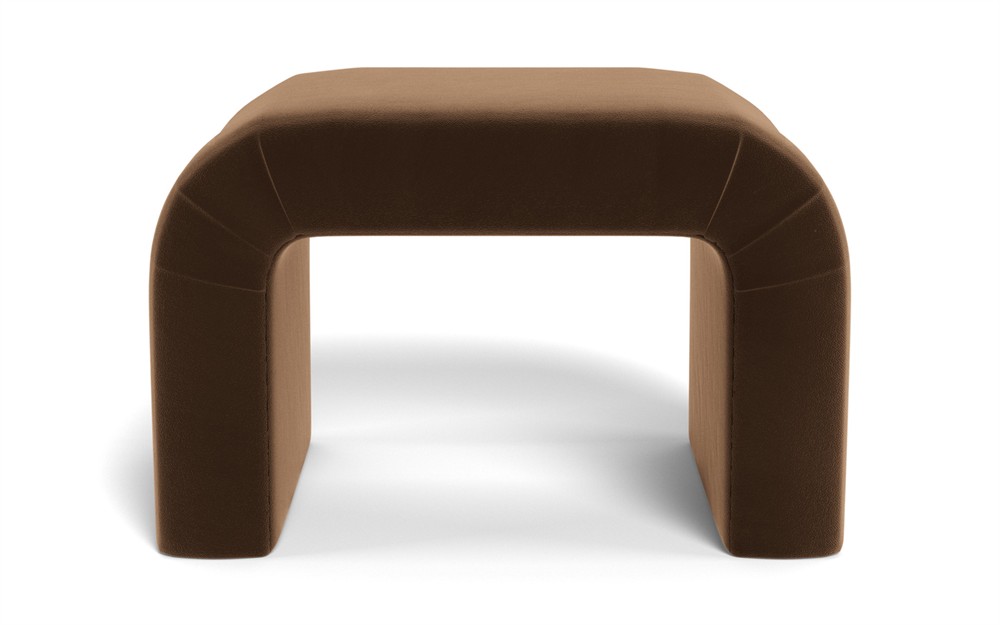 Loreta Molasses Performance Velvet Ottoman | Kathy Kuo Home