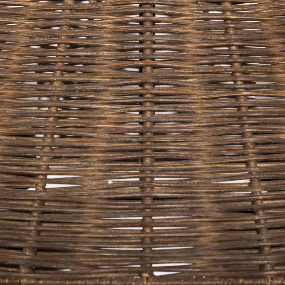 Hadwick Traditional Brown Rattan Shade Black Iron Table Lamp|