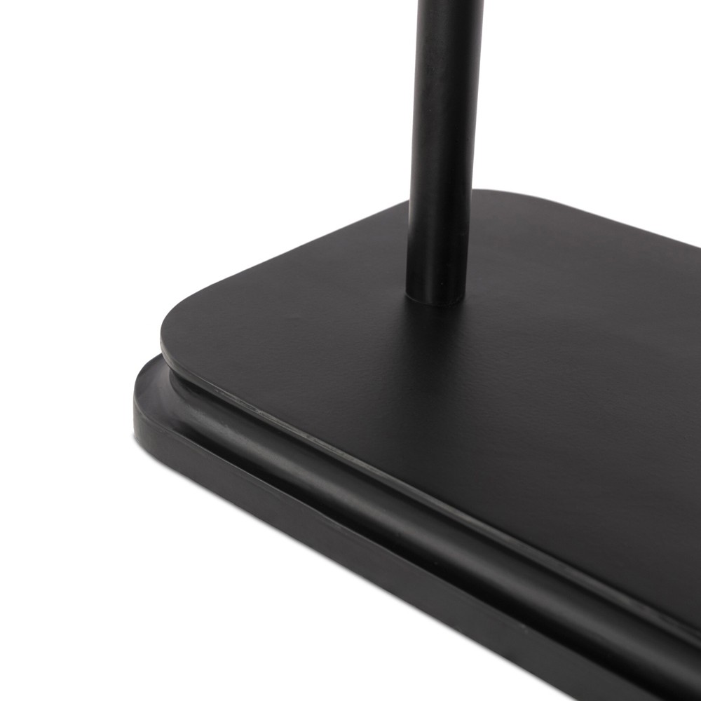 Hadwick Traditional Brown Rattan Shade Black Iron Table Lamp|