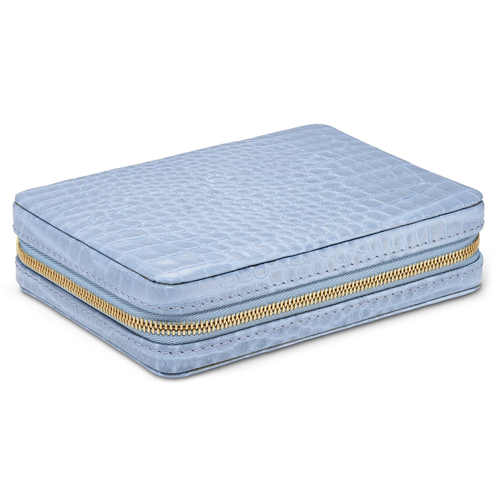 AERIN Enzo Modern Classic Blue Leather Case Travel Card Set|