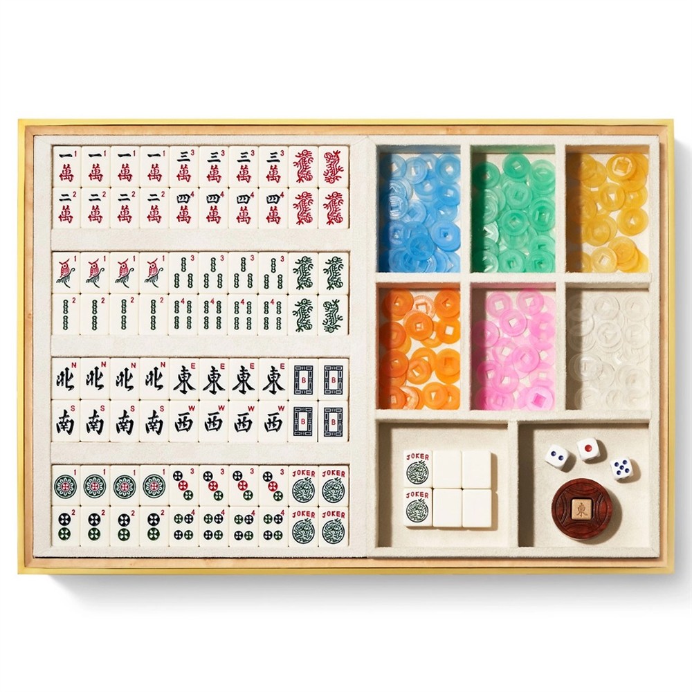 AERIN Luxe Modern Classic Cream Shagreen Mahjong Set|