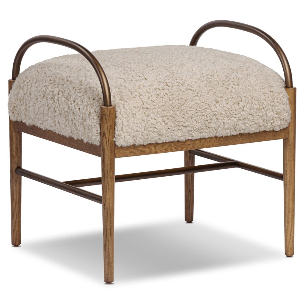 Demi Beige Shearling Accent Stool|