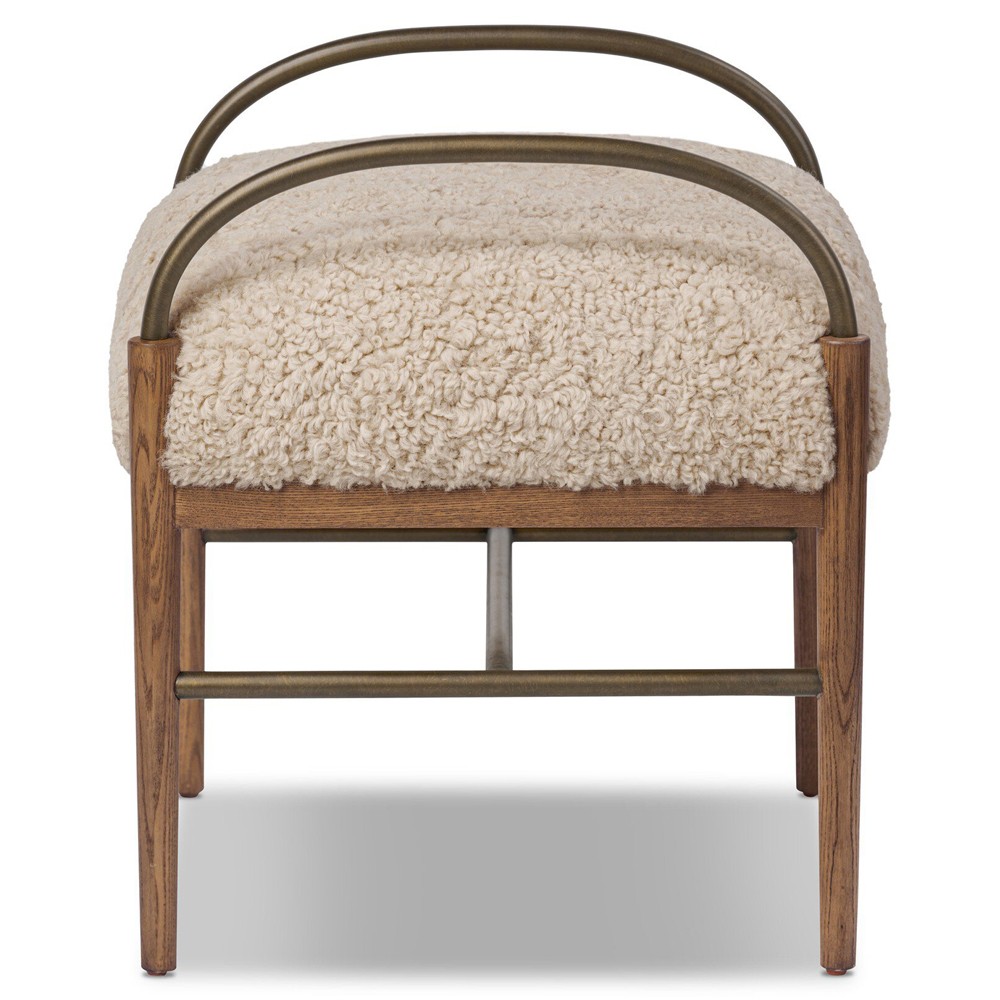 Demi Beige Shearling Accent Stool|