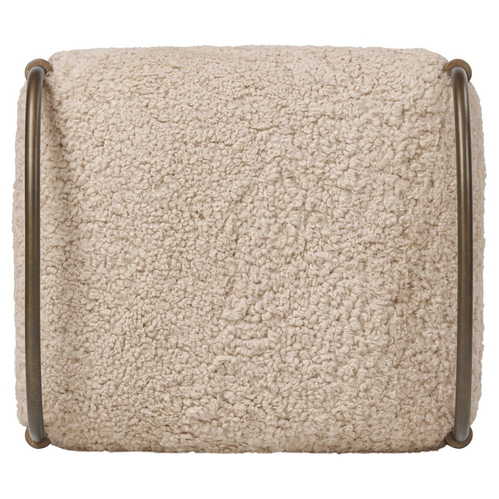 Demi Beige Shearling Accent Stool|