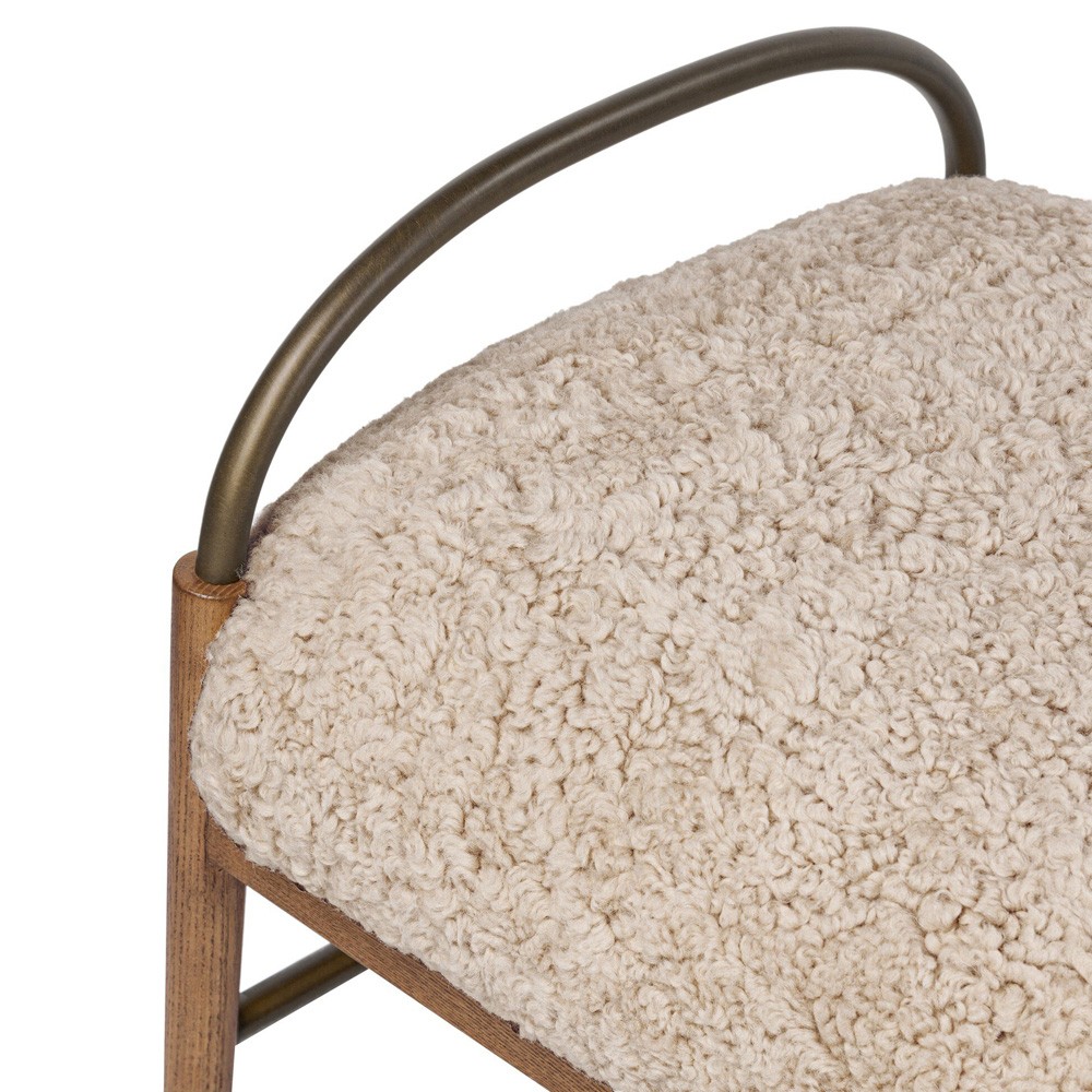 Demi Beige Shearling Accent Stool|