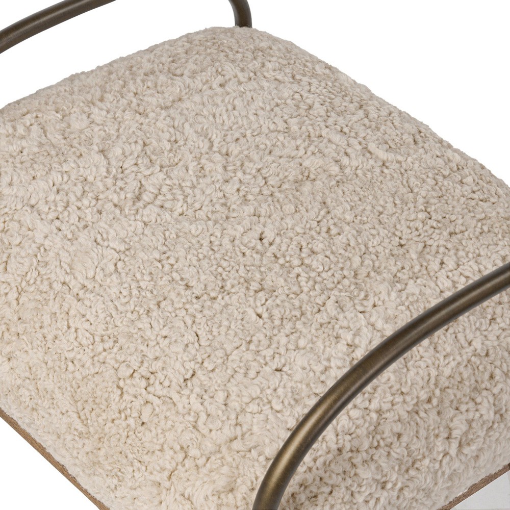 Demi Beige Shearling Accent Stool|
