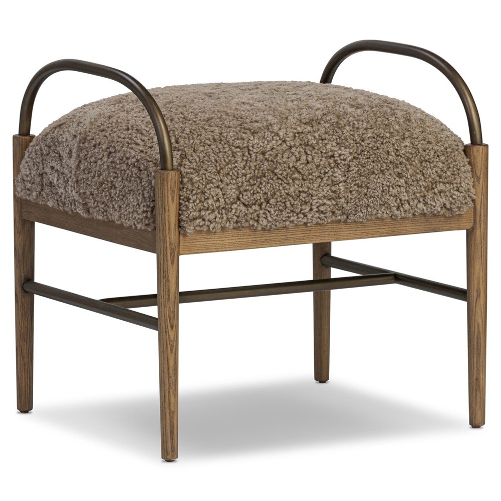 Demi Taupe Shearling Accent Stool|