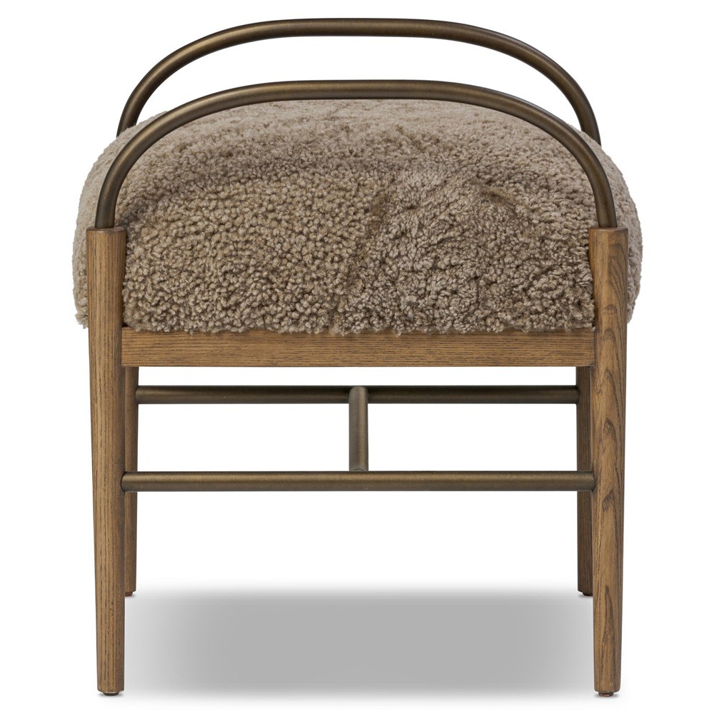 Demi Taupe Shearling Accent Stool|