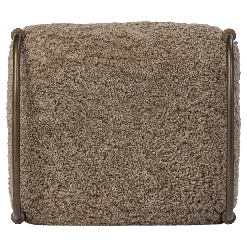 Demi Taupe Shearling Accent Stool|