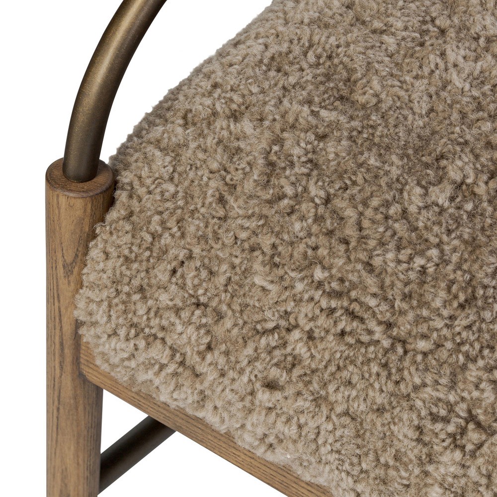 Demi Taupe Shearling Accent Stool|