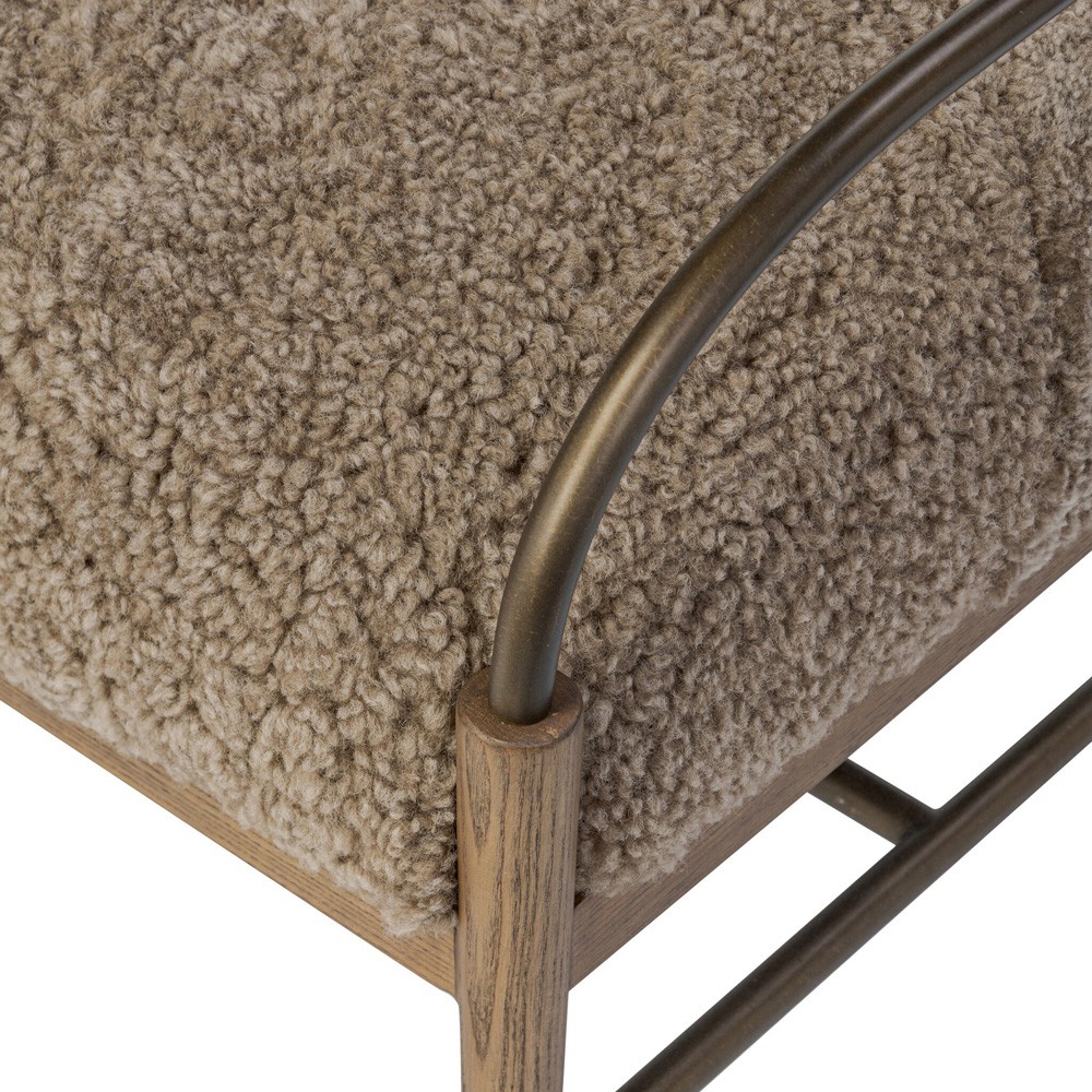 Demi Taupe Shearling Accent Stool|