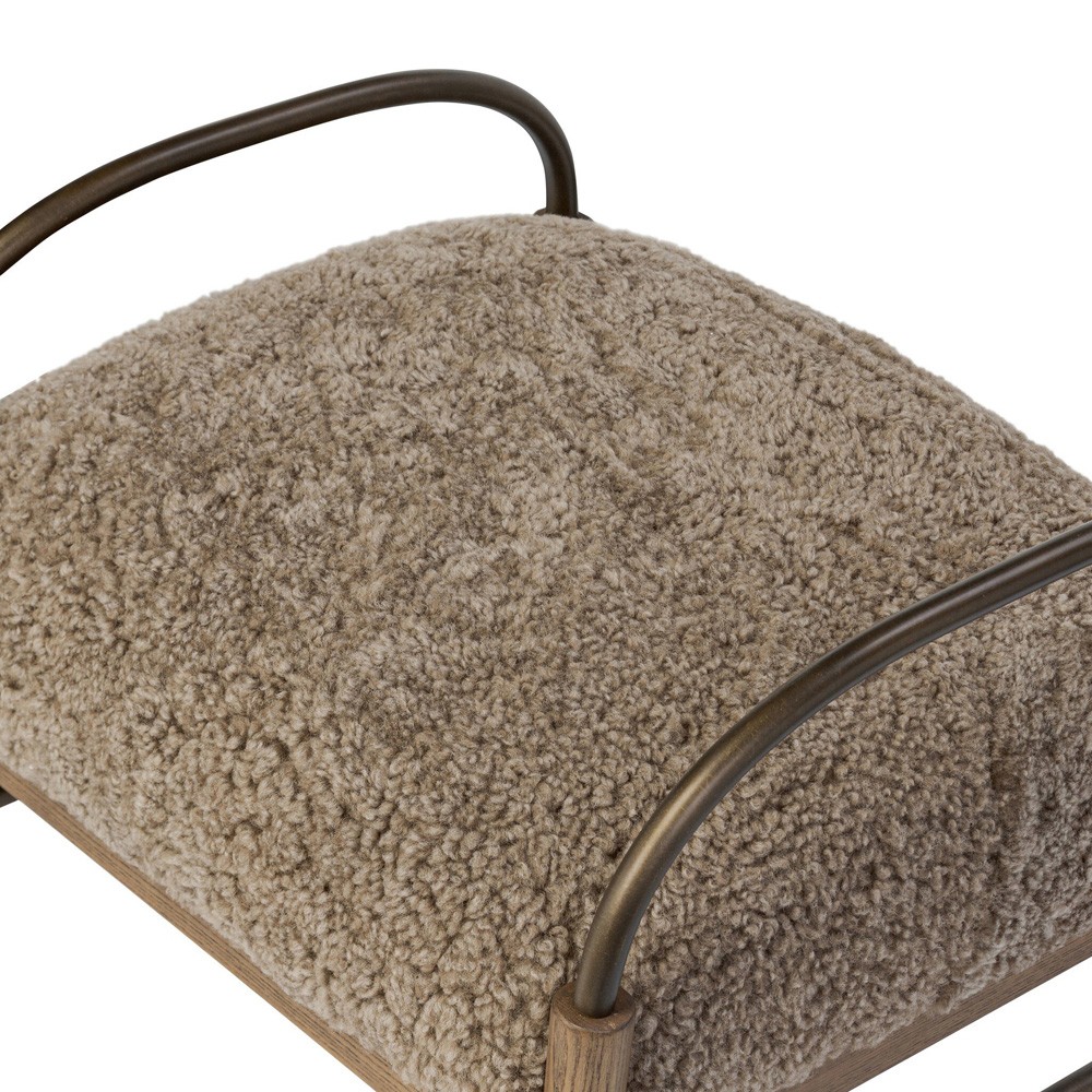 Demi Taupe Shearling Accent Stool|