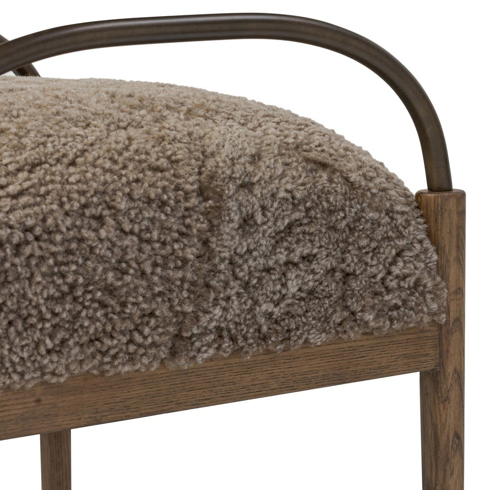 Demi Taupe Shearling Accent Stool|