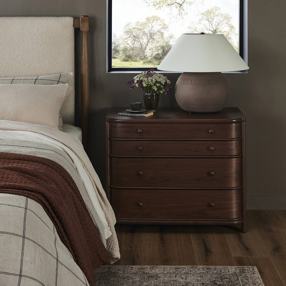 Agatha Dark Brown Walnut Nightstand|