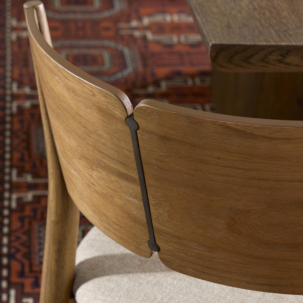 Gianna Updated Traditional Beige Performance Brown Wood Dining