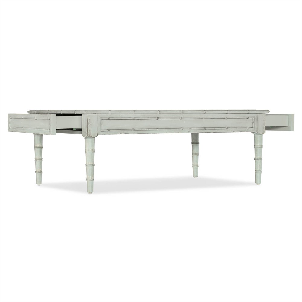 Stella Updated Traditional Light Blue Maple Wood Rectangular Cocktail Table|