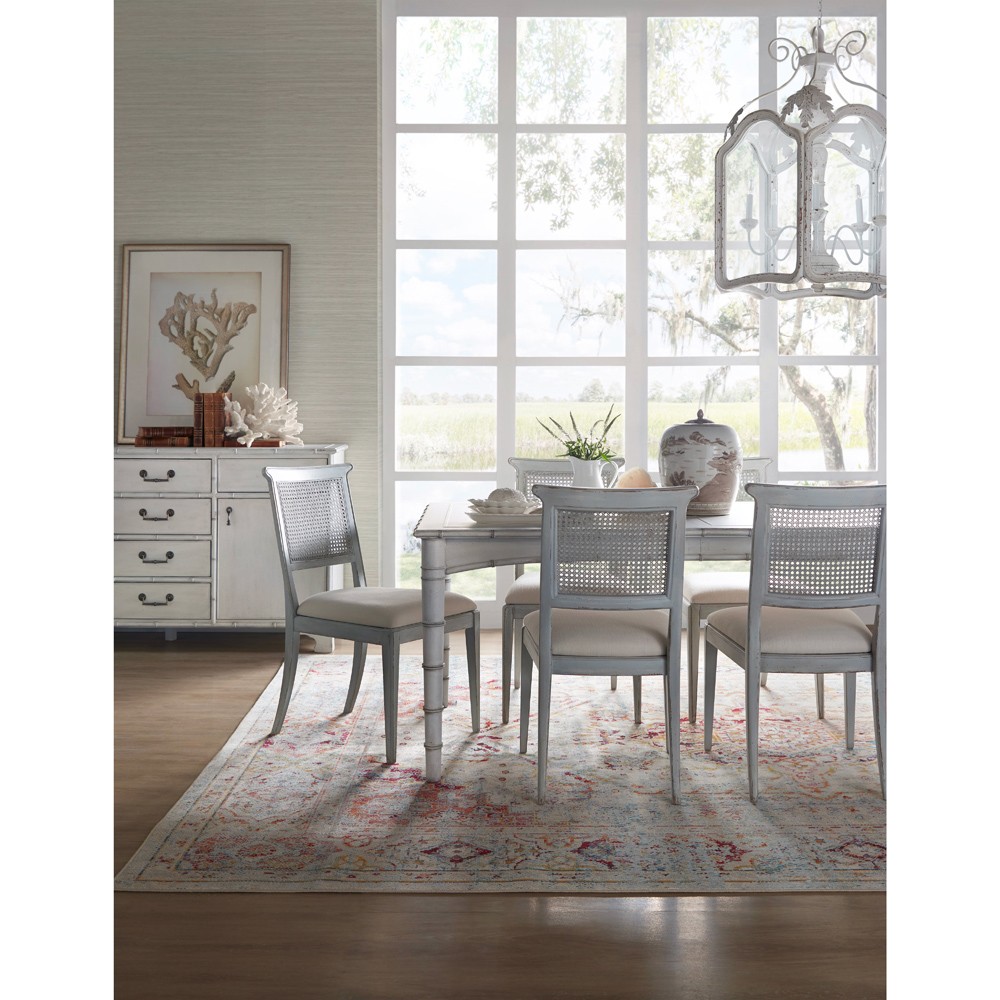 Sharise Coastal Beach White Wood Rectangular Extendable Dining Table - 68-88"|