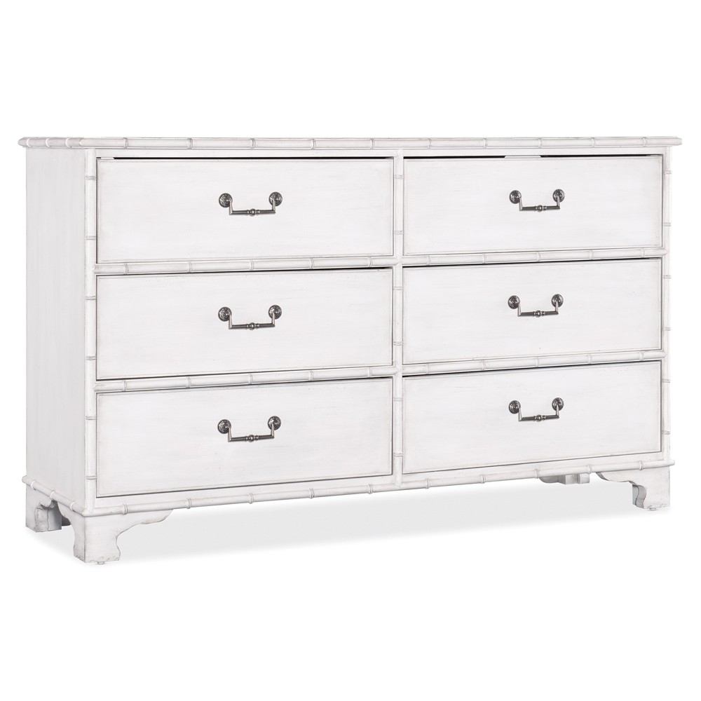 Sharise Coastal Beach White Wood Double Dresser|