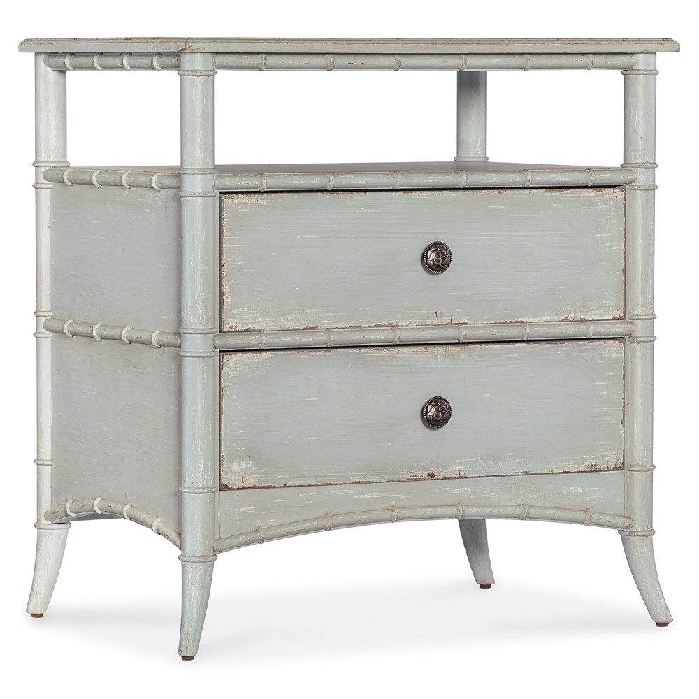 Sharise Coastal Beach Light Blue Wood Nightstand|