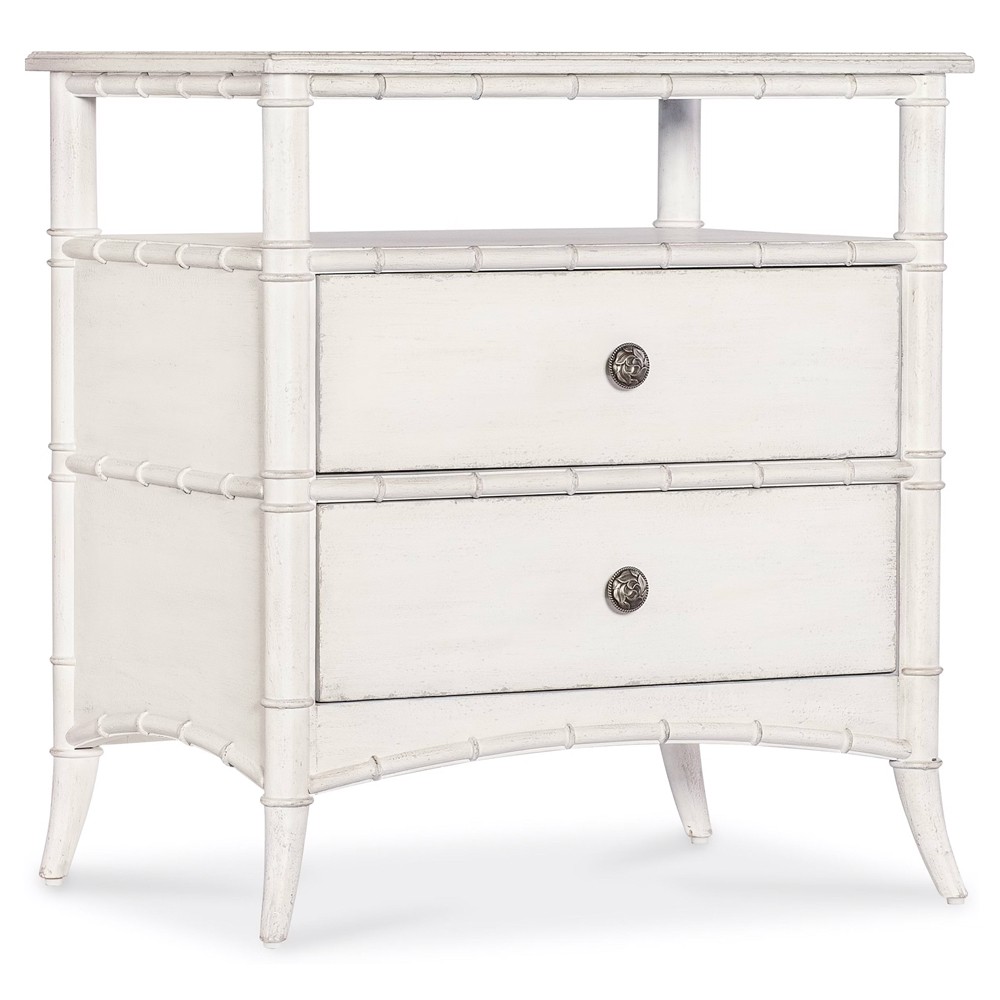 Sharise Coastal Beach White Wood Nightstand|