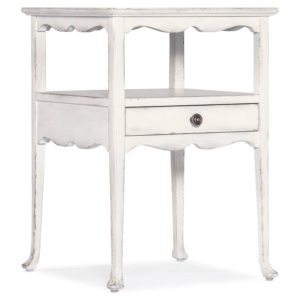Steph French Country White Maple Wood Square Side Table|