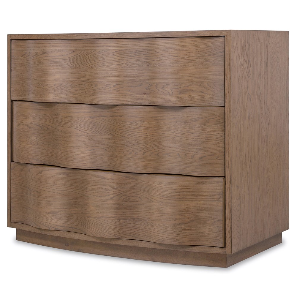 Amleto Modern Classic Brown Oak Wavy Bachelor Chest|