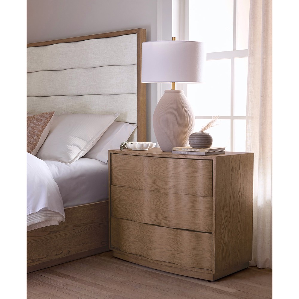 Amleto Modern Classic Brown Oak Wavy Bachelor Chest|