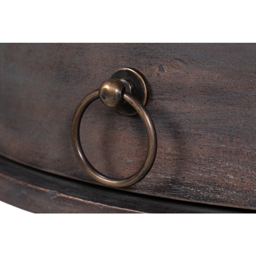 Stella Updated Traditional White Marble Brown Acacia Round Spindle Side Table|