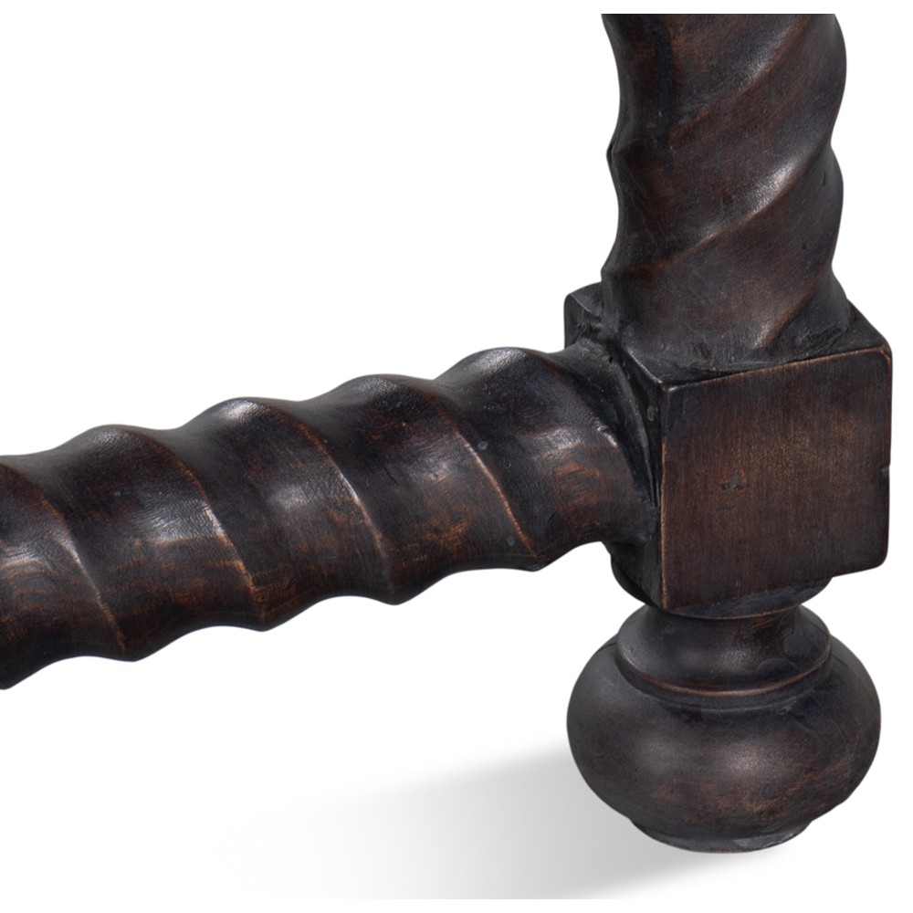 Stella Updated Traditional White Marble Brown Acacia Round Spindle Side Table|