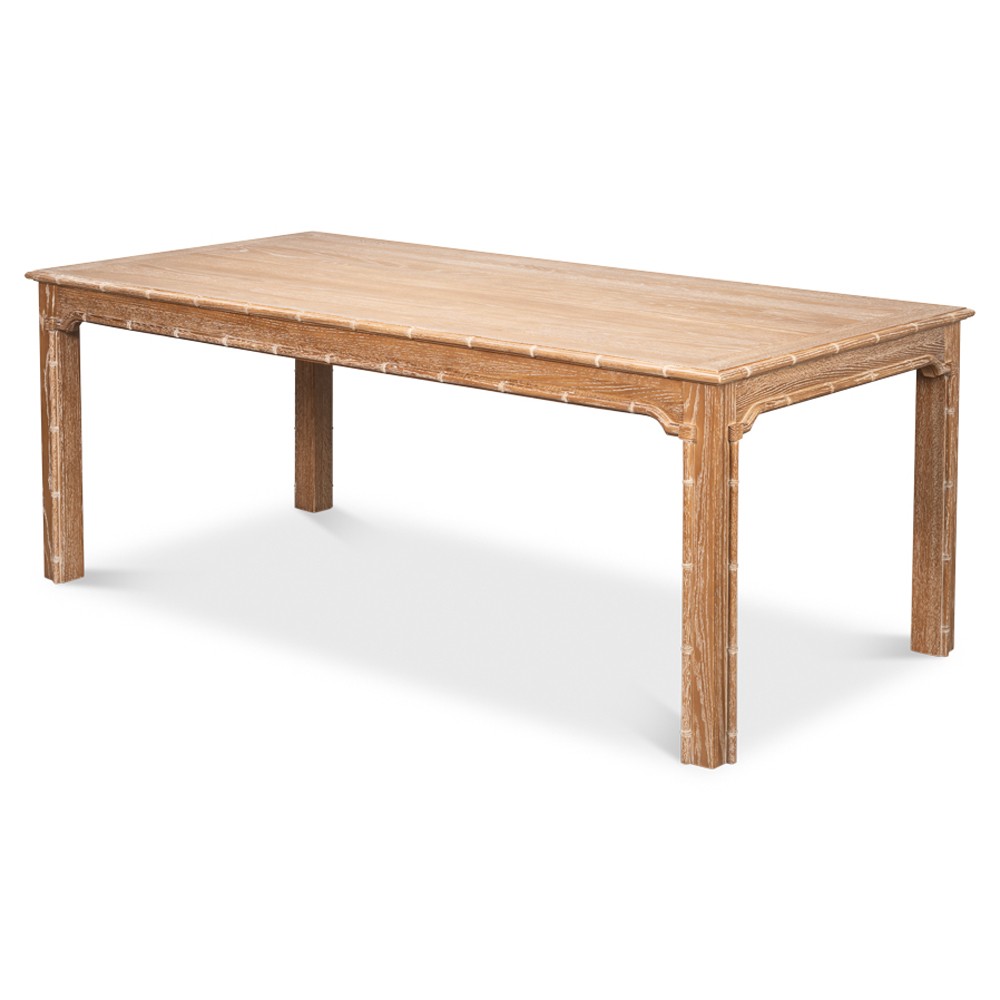Caroline Coastal Beach Brown Oak Bamboo Rectangular Dining Table - 79"|