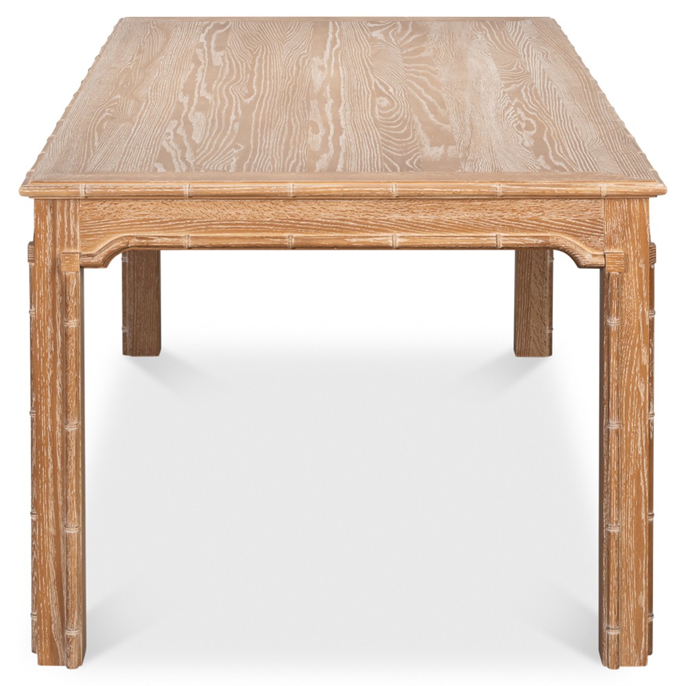 Caroline Coastal Beach Brown Oak Bamboo Rectangular Dining Table - 79"|