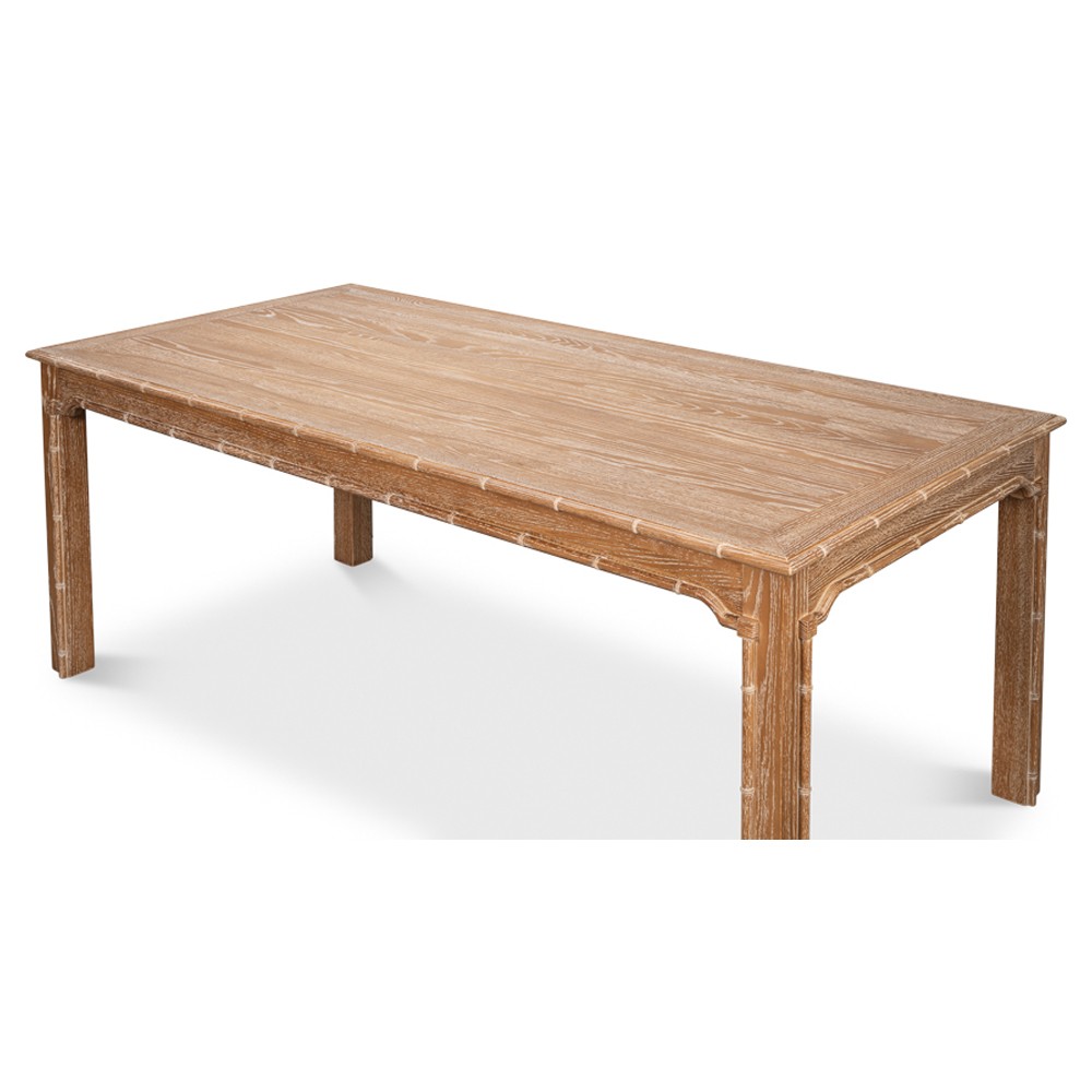 Caroline Coastal Beach Brown Oak Bamboo Rectangular Dining Table - 79"|