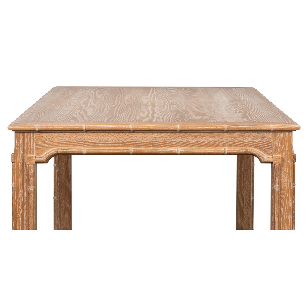 Caroline Coastal Beach Brown Oak Bamboo Rectangular Dining Table - 79"|