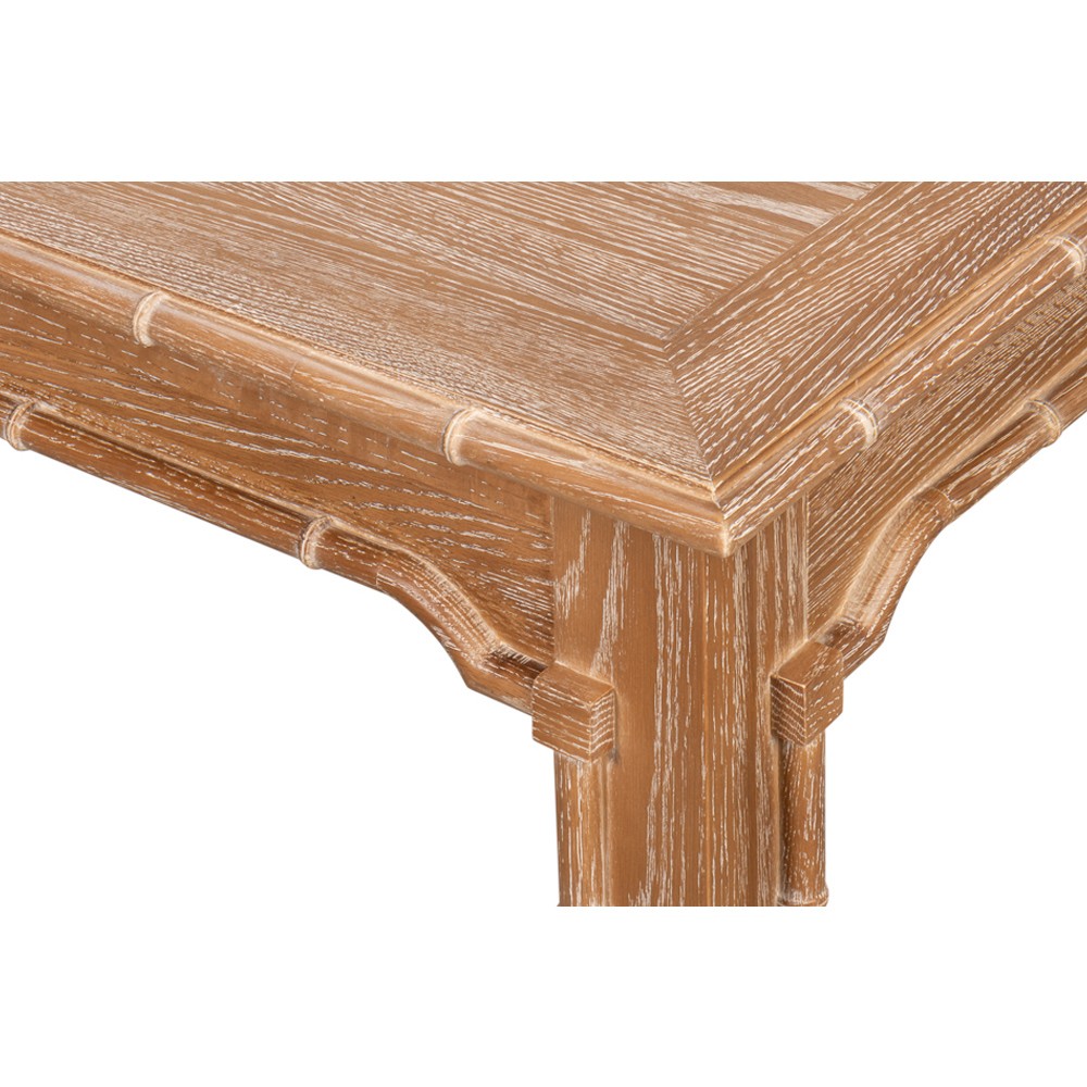 Caroline Coastal Beach Brown Oak Bamboo Rectangular Dining Table - 79"|