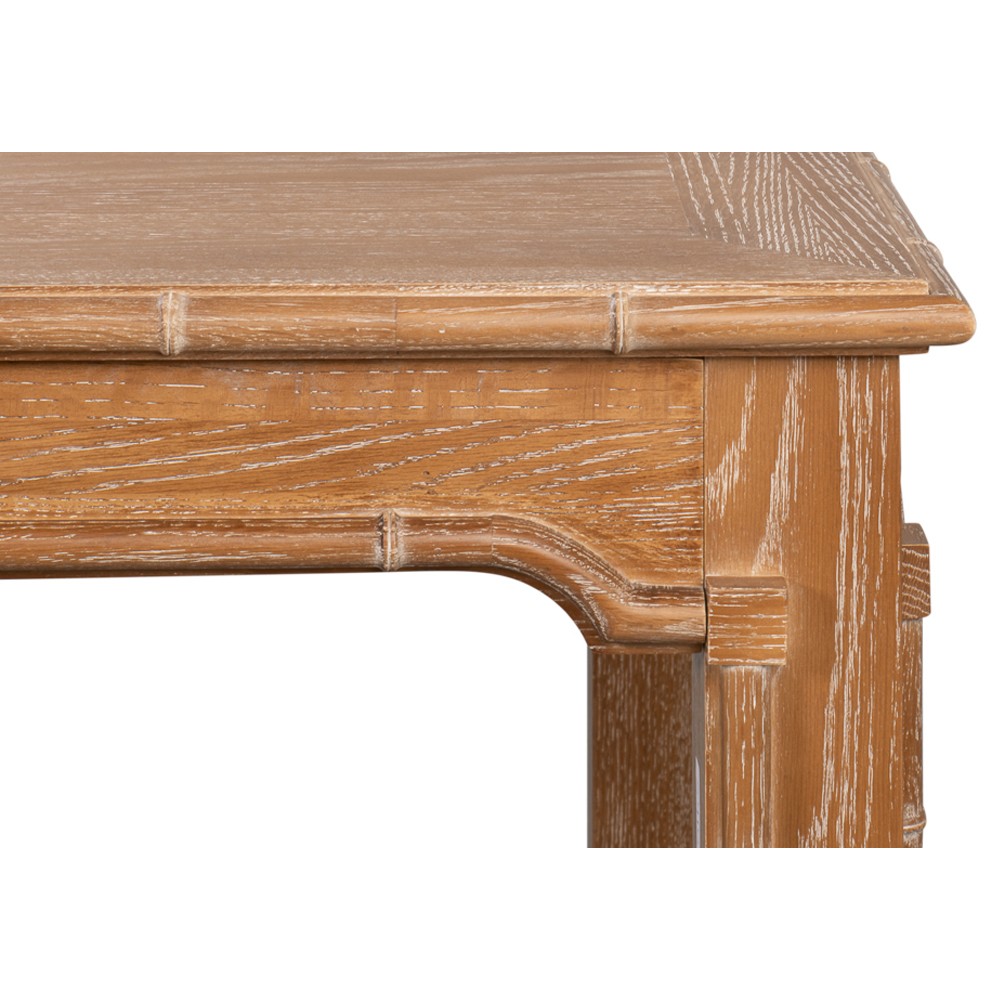 Caroline Coastal Beach Brown Oak Bamboo Rectangular Dining Table - 79"|