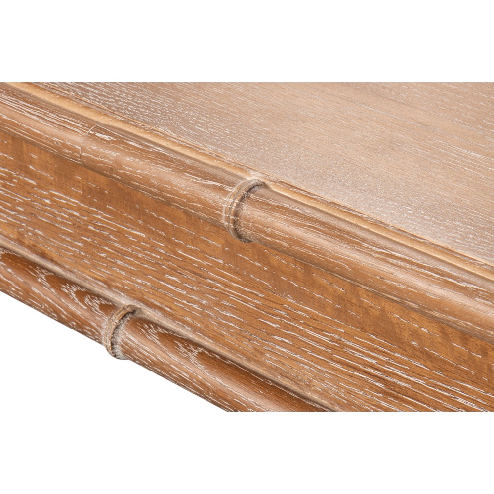 Caroline Coastal Beach Brown Oak Bamboo Rectangular Dining Table - 79"|