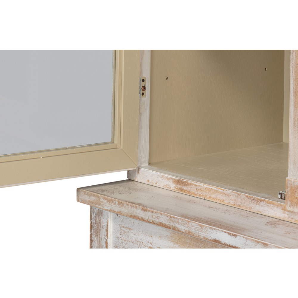 Diana Updated Traditional Distressed White Pine Wood Hutch|