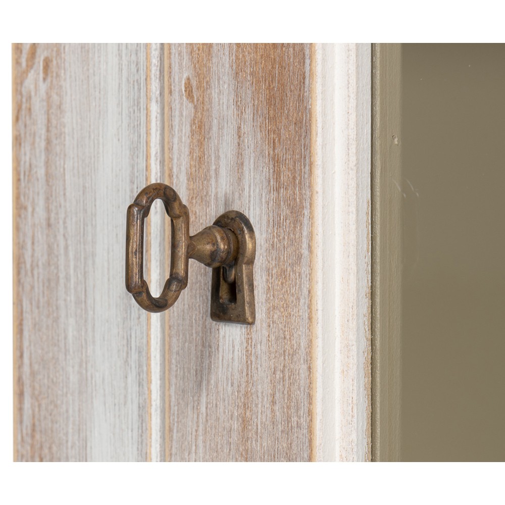 Diana Updated Traditional Distressed White Pine Wood Hutch|