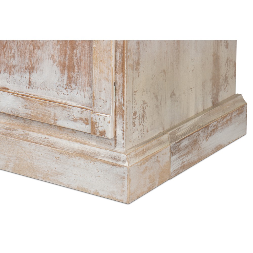 Diana Updated Traditional Distressed White Pine Wood Hutch|