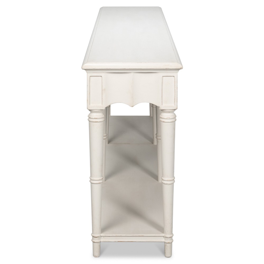 Clarise French Country White Pine Wood Rectangular Scalloped