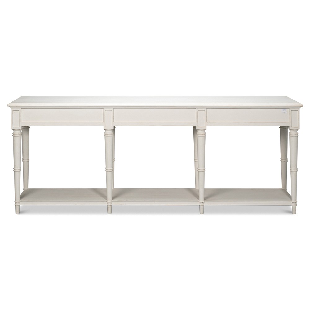 Clarise French Country White Pine Wood Rectangular Scalloped
