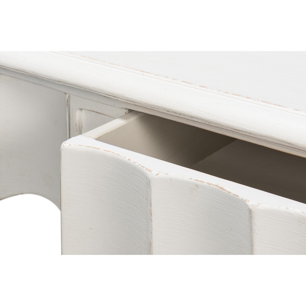 Clarise French Country White Pine Wood Rectangular Scalloped