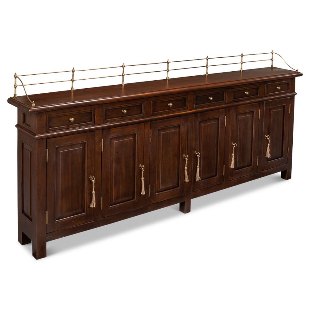 Serenity Updated Traditional Brown Walnut Wood Sideboard|