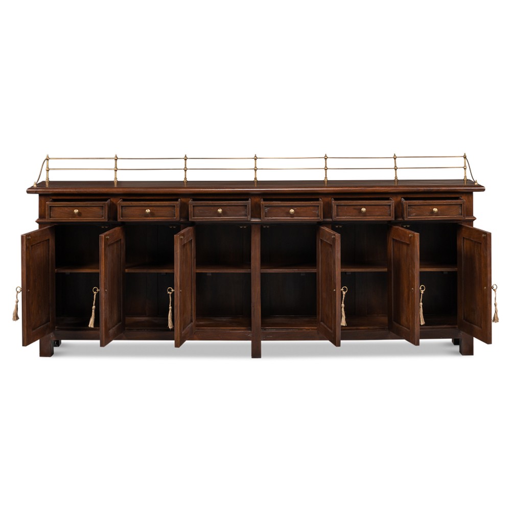 Serenity Updated Traditional Brown Walnut Wood Sideboard|