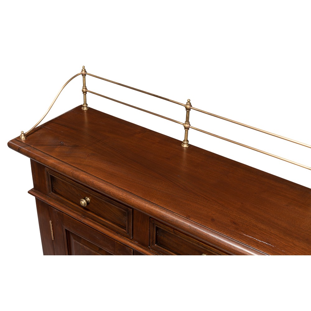 Serenity Updated Traditional Brown Walnut Wood Sideboard|
