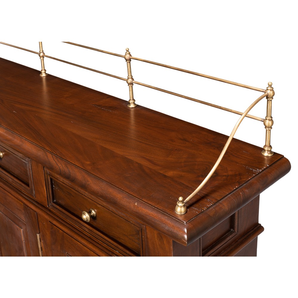 Serenity Updated Traditional Brown Walnut Wood Sideboard|